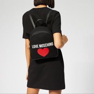 Love Moschino black Canvas heart backpack